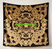 Versace Black Gold Medusa Baroque Celtic Knot Print Flannel Sofa Throw Blanket IMG_1321